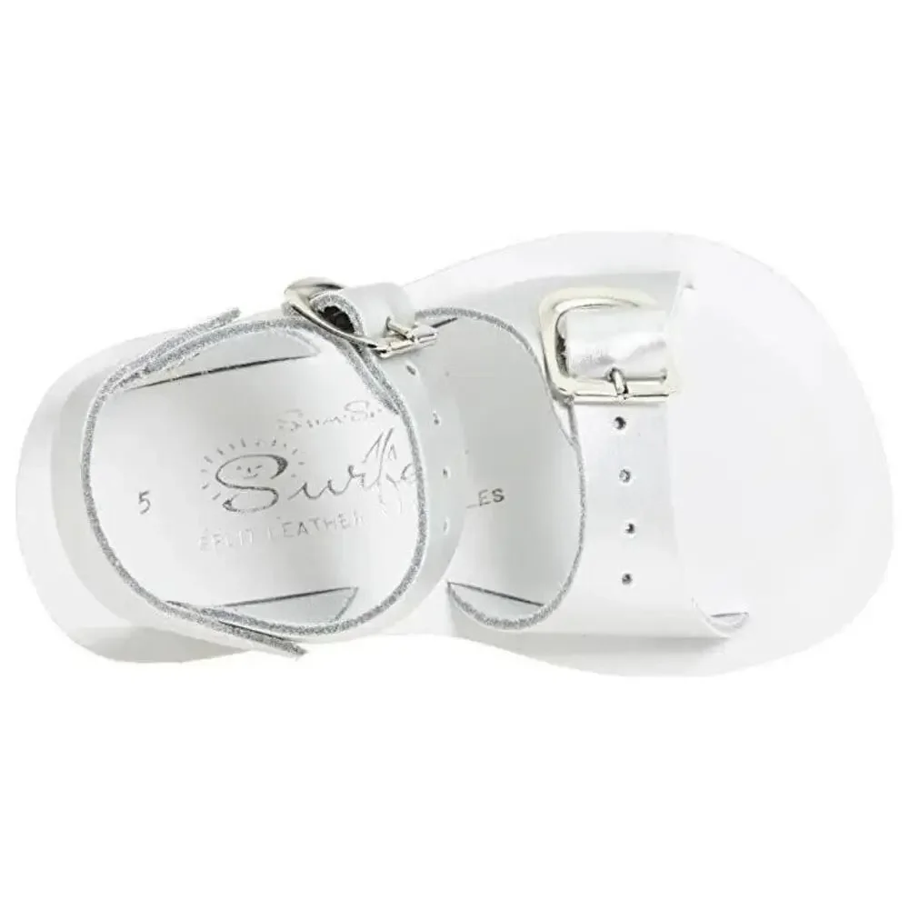 Salt Water Sun-San Sandals Girls US 2 M Silver Leather Open Toe Strappy Hawk3371